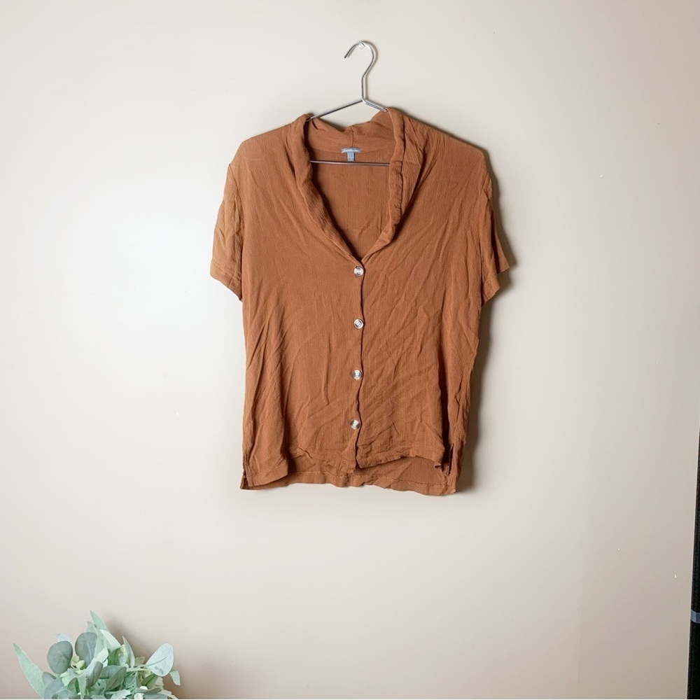 [Charlotte Russe] Rust Orange Button Down Short Sleeve Top